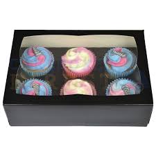 Four cupcake box and with insert. 6 Premium Black Cupcake Window Box With 6cm Divider Cake Boxes Cupcake Boxes