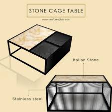 Stone Cage Modern Center Table Is A Beautiful Rendition Of Two Elements I E Premium Wood And Cage Table Center Table Living Room Furniture Design Living Room