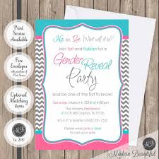 Pink tutu and chevron print baby shower personalized invites. Chevron Gender Reveal Baby Shower Invitation Pink And Blue Baby Showe Modern Beautiful