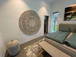 Natural color mandala wood carved headboard king, bohemian painting, wall art hanging wood carving panel 72 x 72 inches, wall decor. Art And Decoration Wall Art 71 Round White Wash Mandala Headboard Large Wood Wall Art Panels Bohemian Headboard King Lotus Flower Thai Wood Carving Wooden Teak Decor The Only