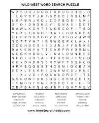 Wild West Printable Word Search Puzzle Word Search Puzzles Printables Word Search Printables Free Printable Word Searches