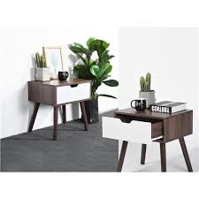 Dark wood tone end tables. Furniturer End Table With White Drawer Dark Wood 0500500007370 Rona