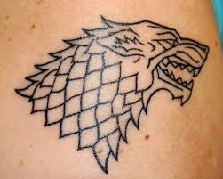 A wolf tattoo, a moon and cubism at least for half of the wolf. Direwolf Geometric Tattoo Tattoos Dire Wolf
