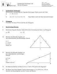 Satz Pythagoras Aufgaben Klasse 8 9 Matheaufgaben Satz Des Pythagoras
