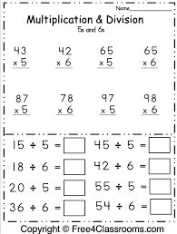 free multiplication and division 5s 6s math worksheet free4classrooms