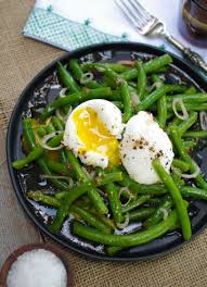 Recipe For Green Bean Salad With Poached Eggs The Boston Globe Green Bean Recipes Green Bean Salads Green Beans