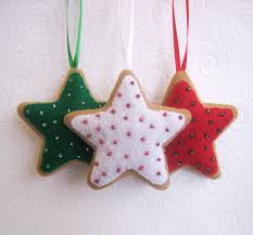 Three Traditional Star Christmas Cookies Felt Ornaments In 2021 Felt Christmas Decorations Felt Christmas Ornaments Felt Crafts Christmas