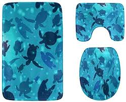 Bathroom Mat Sets Accessories Tortoise Cute Funny Animal 3 Piece Soft Shower Bath Rugs Contour Mat And Toile Toilet Seat Lid Covers Bathroom Mat Sets Bath Rugs