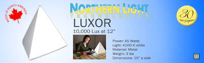The luxor brings all the light to the table, it's 45 w cfl bulb gives a bright white 4100k light. Amazon Com Northern Light Technologies Luxor 10 000 Lux Bright Light Therapy Pyramid Lamp White Health Personal Care