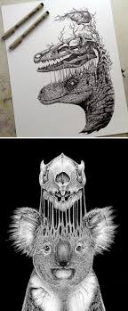 You should remember your skeleton as a group of ovals (joints, skull, chest, hips) and lines (bones, backbone). Artist Creates Edgy Illustrations Dissecting Anatomy Of Dinosaurs And Other Animals Reflection Art Paul Jackson Art Alevel