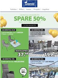 Seit 1984 lässt sich der fachmarkt für schlafen und wohnen auch in deutschland finden. Da Nisches Bettenlager Montagsknaller Gartenmobel Spare Bis Zu 50 Milled