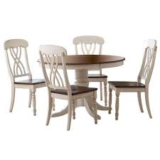 Homesullivan 5 Piece Antique White And Cherry Dining Set 401393w 48 5pc The Home Depot Round Dining Table Sets Round Dining Table White Round Dining Table