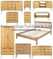 From clean white wardrobes to stylish blue bedside chests, you can create the perfect environment for peaceful evenings and long, relaxing nights. Augusta Solid Pine Bedroom Living Room Furniture With Metal Hairpin Legs Ebay
