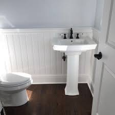 It is topped off with a chair rail, which is a horizontal strip of molding that spans the circumference of a room. 60 Wainscoting Ideas Unique Millwork Wall Covering And Paneling Designs Beadboard Wainscoting Beadboard Bathroom Wainscoting Bathroom