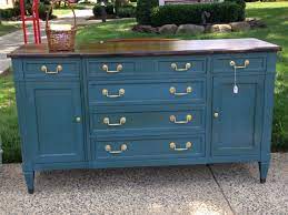Blended blue buffet i overpaid for this buffet months ago because i love the details on it and it is in spectacular condition. Sold Deep Blue Chalk Painted Dresser Buffet Credenza With Walnut Top