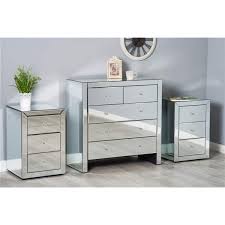How far away from a bed should a bedside table be? Mirrored Bedroom Furniture Set Dressing Table Chest Of Drawers Bedside Table Dreams Outdoors