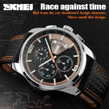 Skmei Men Chronograph Watch Men Sport Watch Leather Quartz Watch Waterproof Clock Date Men S Wrist Watch E Watches For Men Chronograph Watch Men Wristwatch Men