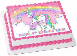 It's time to make another delicious birthday cake! Edible Unicorn Dream Wafer 1 4 Sheet Cake Topper Birthday Decoration Image Ebay