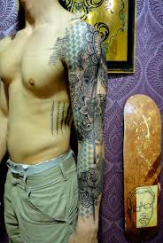 Black And White Sleeve Tattoo With Colour Full Sleeve Mixed Styles Color Black White Text Geometric Designs All Very Well Integrated Xoil Tattoos Xoil Tattoo Sleeve Tattoos