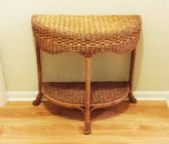 Vintage Brown Wicker Half Moon Table Antique Decor Wicker Half Moon Table