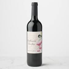 bird and floral vintage look wedding wine label zazzle com wedding wine labels wine wedding wine label