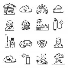 The circle icon shows the nowcast aqi category of the nearest air quality monitor that is currently reporting. Air Pollution Icons Set Air Pollution Air Pollution Poster Air Pollution Drawing