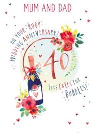 5 out of 5 stars. Mum And Dad 40th Ruby Wedding Anniversary Champagne Card Moonpig
