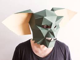 Make Your Own Gremlin Mask Creature Head Instant Pdf Download Diy New Year Arte De Papel En 3d Como Hacer Mascaras Cabeza De Unicornio