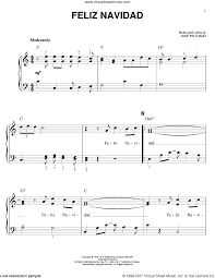 Feliciano Feliz Navidad Easy Sheet Music For Piano Solo Sheet Music Piano Sheet Music Free Christmas Sheet Music