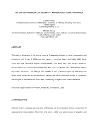 Original jam sessions, also 'free flow sessions', are often used by musicians to develop new material (music) and find suitable arrangements. Pdf The Jam Session Model For Group Creativity And Innovative Technology