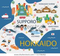 Hokkaidō (北海道) is the northernmost of japan 's four main islands. Hokkaido Travel Map In Flat Illustration