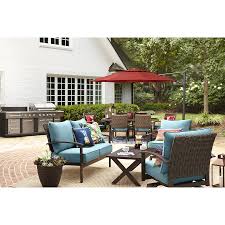 Skytop provides ample space to dine and entertain featuring a weathered wood look. Allen Roth Atworth 6 Piece Metal Frame Patio Conversation Set With Cushion S Included Lowes Com Patio Conversation Set Patio Patio Set