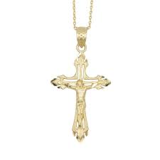Maybe you would like to learn more about one of these? 14k Gold Crucifix Necklace With Diamond Cut Finish Solid Gold Etsy