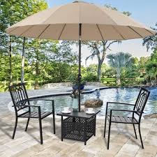 The hole in the center of the glass top is designed to install an umbrella. Outdoor Umbrella Side Table Patio Bistro Table With Umbrella Hole
