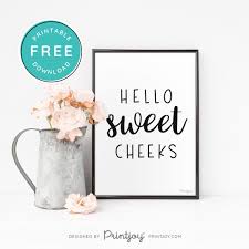 Hello Sweet Cheeks Funny Bathroom Decor Modern Farmhouse White Portrait Wall Art Free Printable Download Funny Bathroom Decor Modern Bathroom Decor Bathroom Wall Art