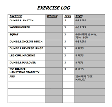 Free 7 Sample Free Exercise Log Templates In Pdf Doc