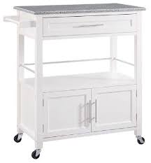 cameron white kitchen cart with granite