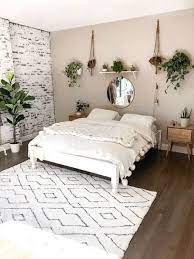 We are loving the floral rugs and the mix of prints thrown around the. Modern Bed Frames Ideas Cozy Bohemian Scandinavian Famrhouse Style Beds Cheap Bedroom Makeover Simple Bedroom Decor Simple Bedroom