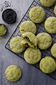 Black Sesame Stuffed Matcha Sugar Cookies Love And Olive Oil Recipe Matcha Cookies Black Sesame Dessert Food