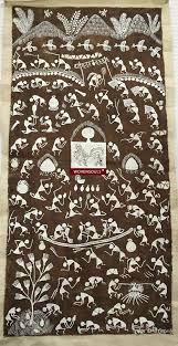 The Original Idea Was To Use The Cow Dung Walls Of Homes As The Medium To Paint On Using White Pigment Mad Tribal Print Art Worli Painting Indian Art Paintings