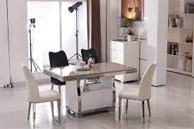 This new classic dining table set comes with four matching solid wood dining chairs. Stainless Steel Dining Room Set Home Furniture Minimalist Modern Marble Dining Table And 4 Chairs Mesa De Jantar Muebles Comedor Dining Room Sets Aliexpress