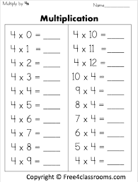 free multiplication worksheet multiply by 4s free4classrooms
