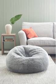 Grey Faux Fur Bean Bag Bean Bag Living Room Bean Bag Chair Faux Fur Bean Bag