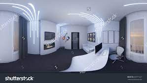3d Illustration Of Interior Design Of A Home Office In A Space Style Render Executed 3 Interior Design Degree Interior Design School Boutique Interior Design