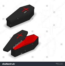 Hard Paper Coffin Box Mockup With Dieline