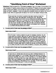 Author S Point Of View Worksheet Authors Point Of View Point Of View Author