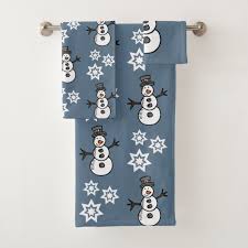 Snowman Bath Towel Set Zazzle Com Gray Bathroom Decor Towel Set Bath Towel Sets