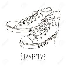 Klassische Hand Gezeichnete Weinlesehippie Turnschuhe Lokalisiert Auf Weissem Hintergrund Zeichnen Sie Vektorillustration Skizzenart Modedesignikone Schuhe Zum Laufen Oder Reisen Sommer Lizenzfrei Nutzbare Vektorgrafiken Clip Arts Illustrationen