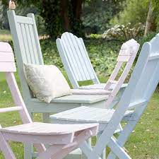 Painted Garden Chairs Using Cuprinol Shades Paint In Pastel Colours An Easy Garden Furniture Painted Garden Furniture Garden Furniture Outdoor Garden Furniture