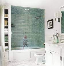 Bathroom Upgrade Ideas Blue Subway Tile With Bathtub Shower Combo In Bathroom With Bathtub Shower Fromt Bathrooms Remodel House Bathroom Bathroom Inspiration